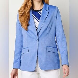 Liz Claiborne Women's 18 Blazer Bold Blue Single Button Twill Professional NEW